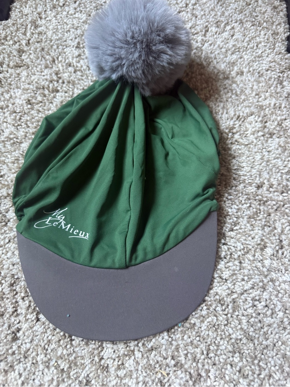 LeMieux Green Pom Pom Hat Silk